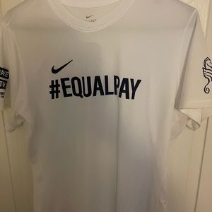White nike large womens equal pay shirt